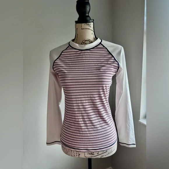 Gap Striped Long Sleeve Rash Guard, Med - Picture 3 of 5